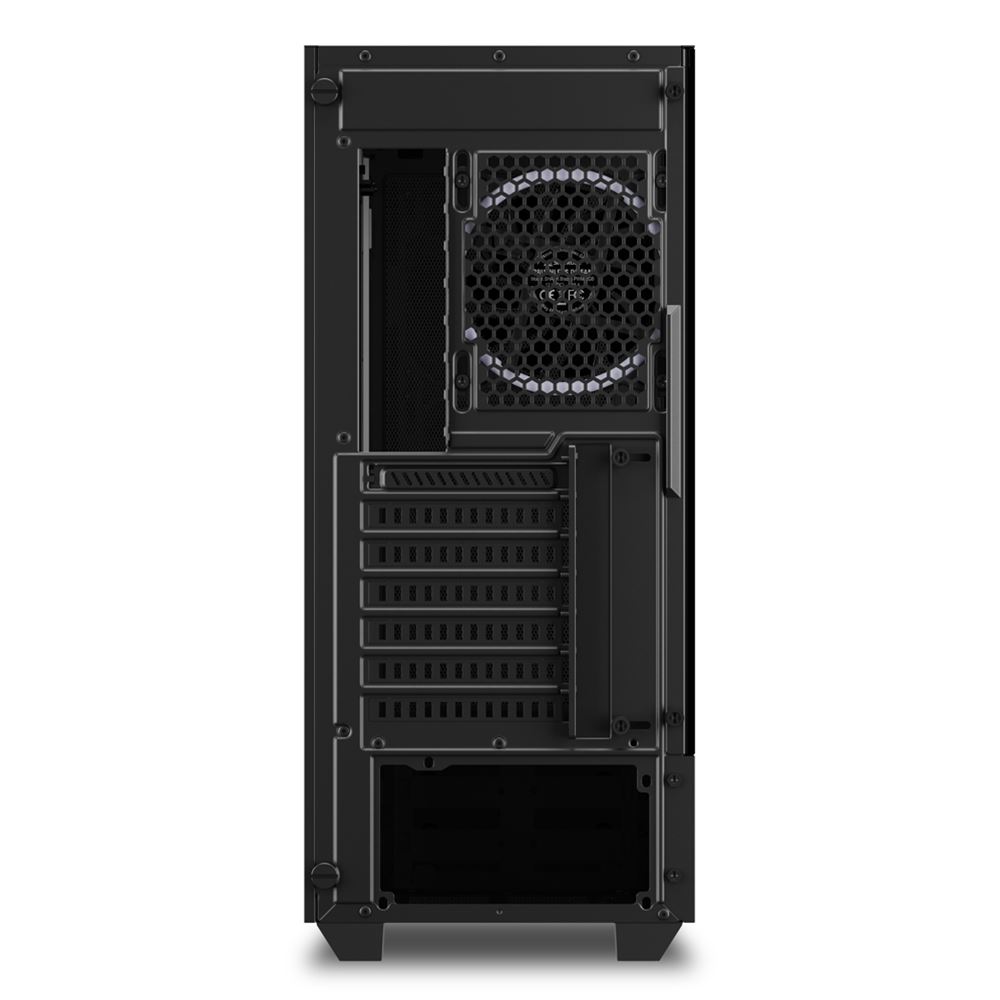 Sharkoon RGB HEX Black  ATX Case, with Side Panel of Tempered Glass, without PSU, Tool-free, 3D Hexagon Design Mesh Front Panel, Pre-Installed Fans: 6x120mm A-RGB Ring LED, ARGB Controller, 2x3.5" / 6x2.5", 1xTypeC, 2xUSB3.0, 1xHeadphones, 1xMic, 3xRemova photo 3