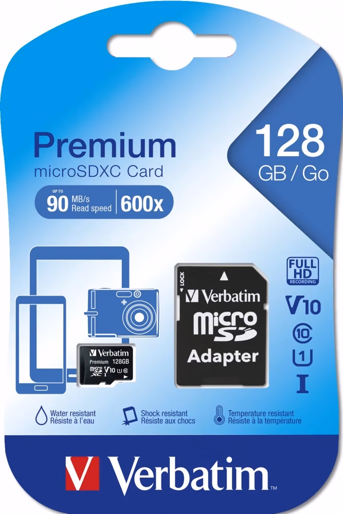Card de memorie microSDXC 128GB Verbatim Premium, 90MB/s, + SD adapter