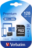 Карта памяти microSDXC 128GB Verbatim Premium, 90MB/s, + SD adapter