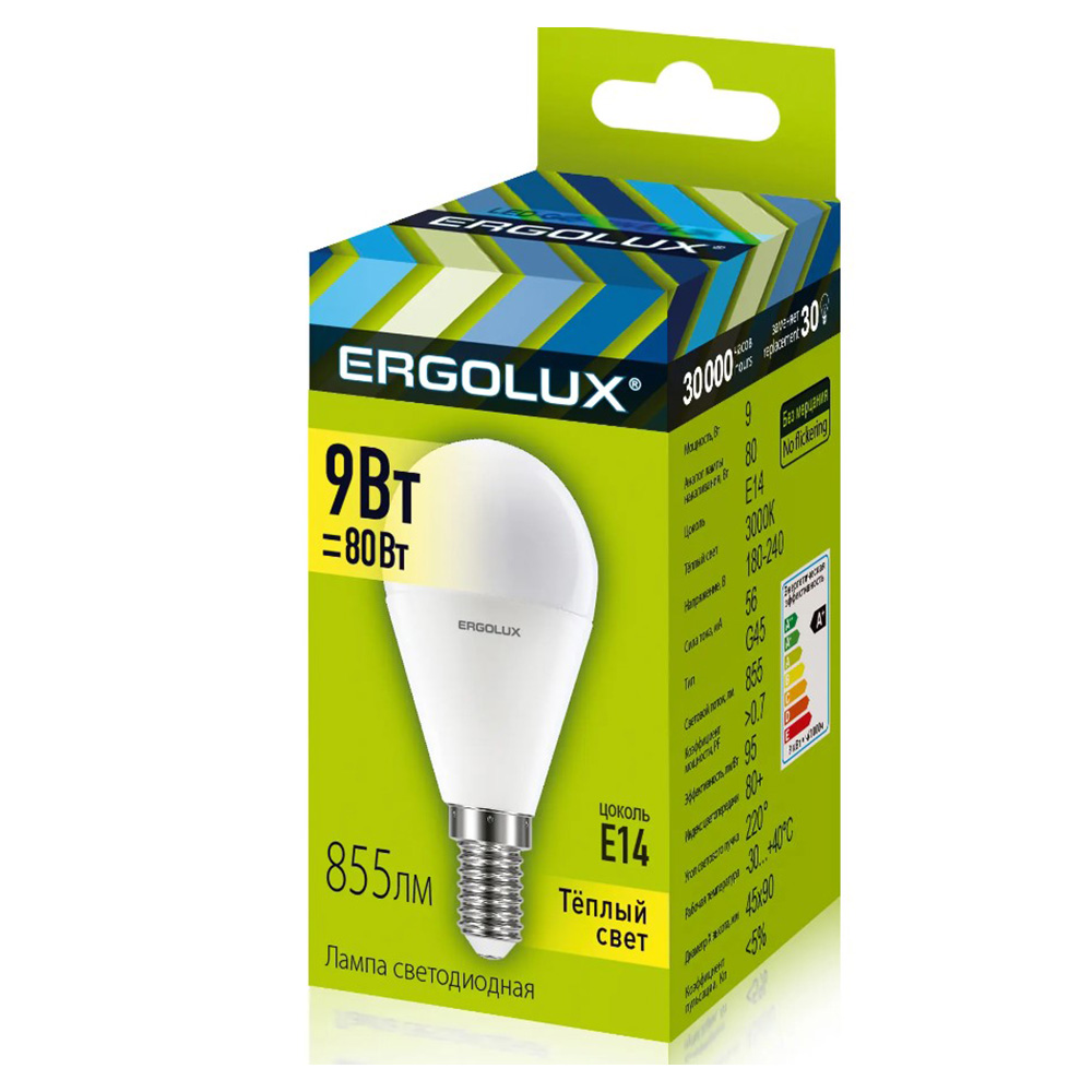 Bec LED Ergolux LED G45 9W E14 3000K 13173 photo 4