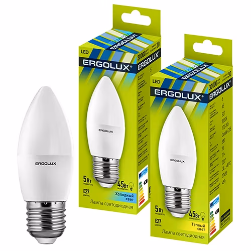 Светодиодная лампа Ergolux LED C35 5W E27 3000K