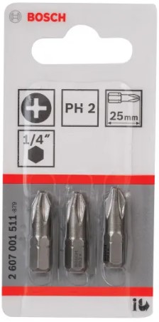 Набор бит Bosch BitiPhilips 3/3/25mm 2607000240 photo 1 Набор бит Bosch BitiPhilips 3/3/25mm 2607000240 photo 1