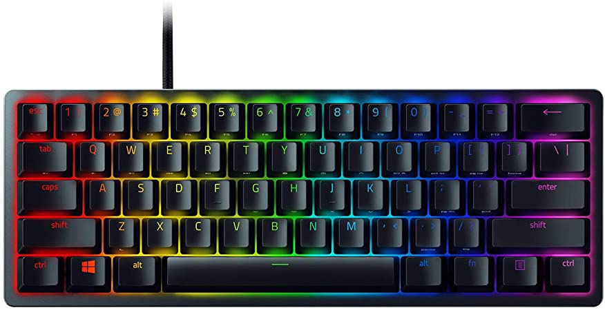 RAZER Huntsman Mini Gaming Keyboard, 60% Form Factor, Clicky Optical Switch - Purple, Doubleshot PBT Keycaps With Side-Printed Secondary Functions-  RU Layout photo 1