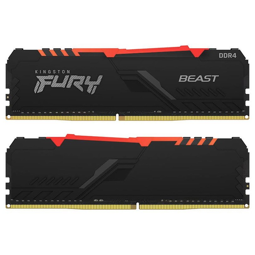 32GB (Kit of 2*16GB) DDR4-3733 Kingston FURY® Beast DDR4 RGB, PC29800, CL19, 1Gx8, 1.35V, Auto-overclocking, Asymmetric BLACK low-profile heat spreader, Dynamic RGB effects featuring HyperX Infrared Sync technology, Intel XMP Ready (Extreme Memory Profi photo 1