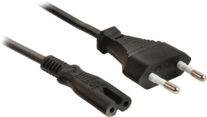 Power cord - 1.8m - Cablexpert PC-184/2, 1.8 m, EU 2 pin input plug, Black thumbnav 1