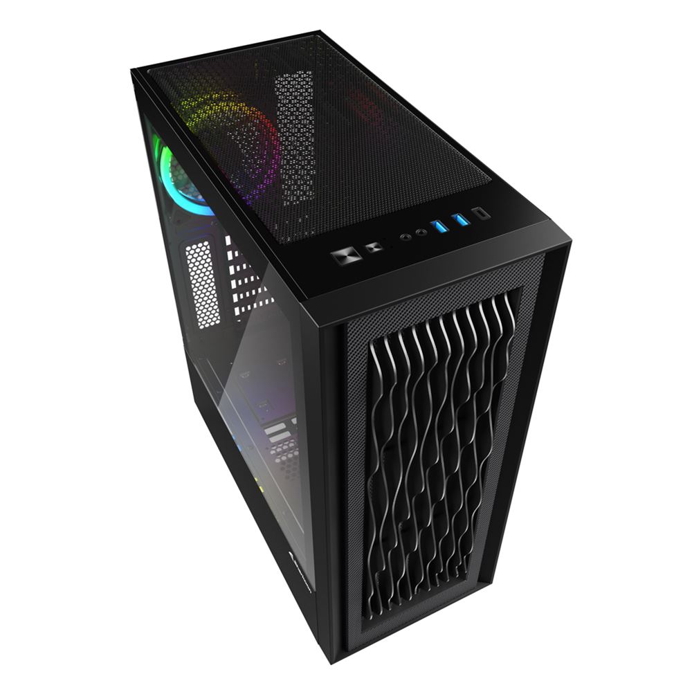 Carcasa Sharkoon RGB WAVE / w/oPSU / Side panel / 4x120mm A-RGB LED / ATX / Black photo 3