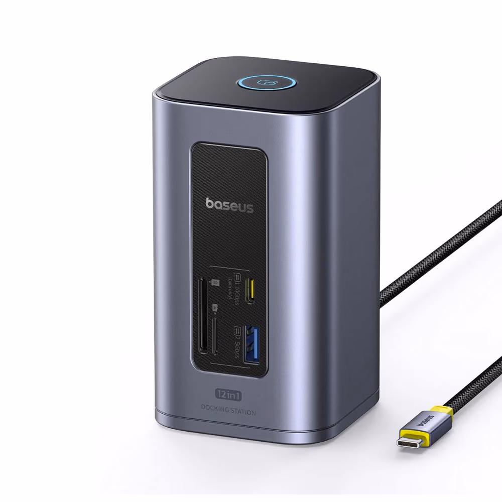 Док-станция Baseus DS Type-C to 2*HDMI 4K@60Hz+2*USB-C (10Gbps)+2*USB-A (5Gbps)+2*USB-A (480Mbps)+1*RJ45+SD/TF 3.0+1*USB-C (PD), Space Grey