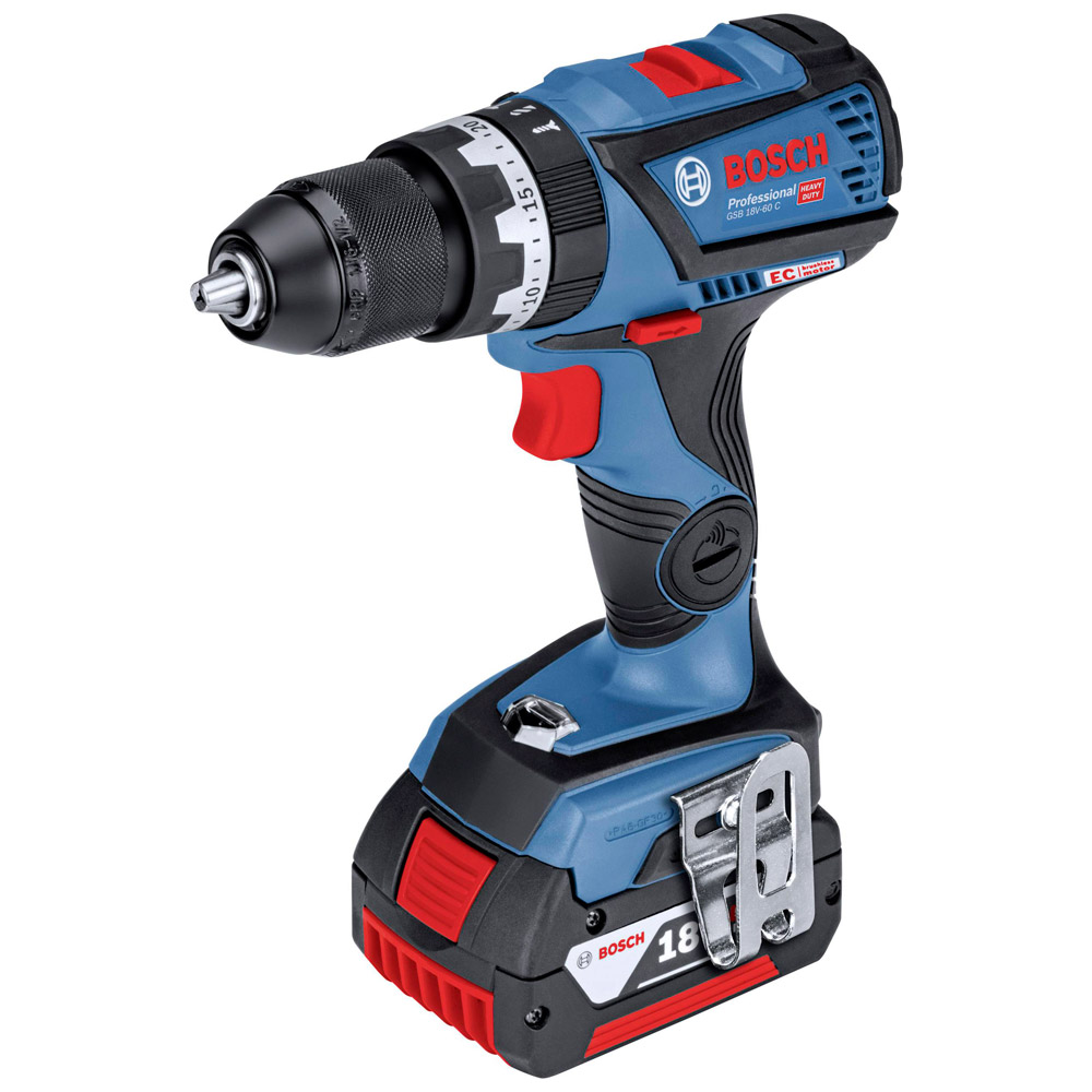 Аккумуляторная ударная дрель-шуруповёрт Bosch GSB 18 V-60 C 2x5.0Ah, 06019G2100 photo 1