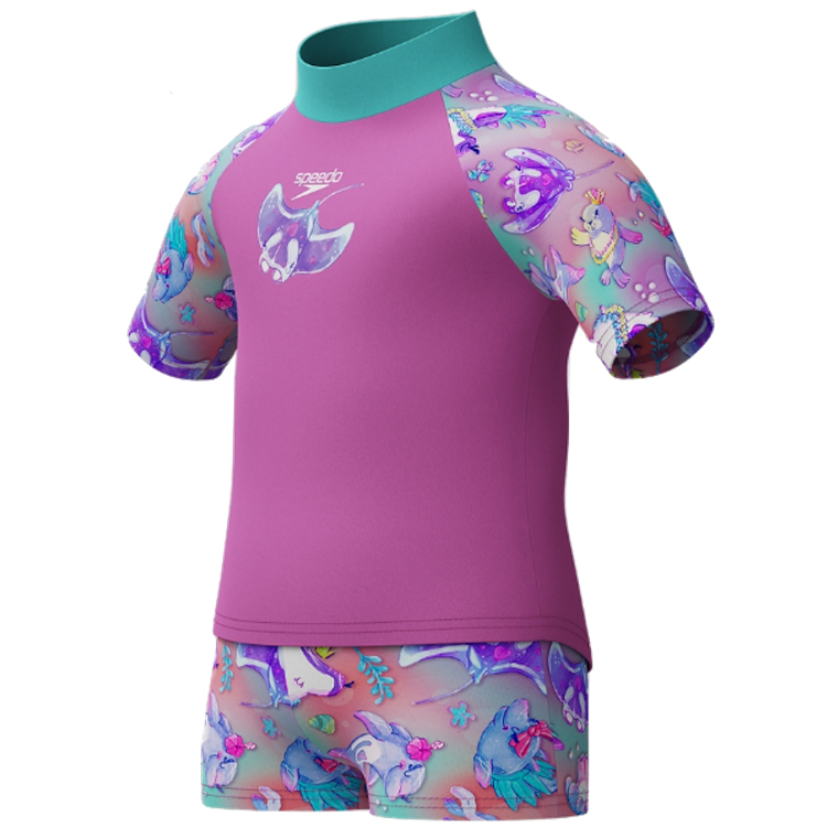 Costum de baie Speedo DIGI PT SS RASH TOP SET 2YRS Roz Femei photo 3