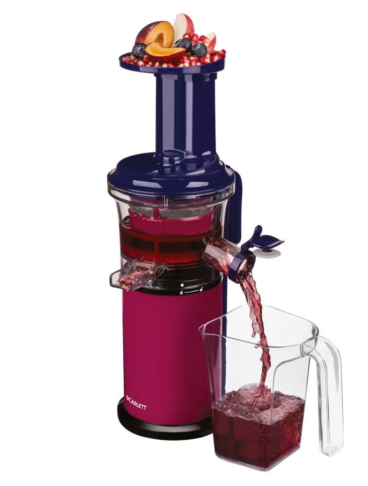 Соковыжималка шнековая Scarlett SC-JE50S41, 0.8 л, 300 Вт, 2 скоростей, Бордовый photo 3