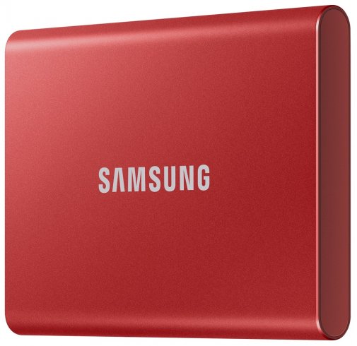 M.2 External SSD 500GB Samsung T7 USB 3.2, Red, USB-C, Fingerprint Security, Includes USB-C to A / USB-C to C cables, Sequential Read/Write: up to 1050/1000 MB/s, V-NAND (TLC), Windows/Mac/PS4/Xbox One compatible, Light, Portable, Durable photo 1