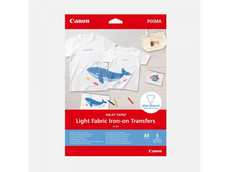 Переводные картинки из легкой ткани Canon LF-101 (4006C002AA) / 0.170mm / 160 g/m2 / A4 5 Sheets for Pixma -G/TS series. photo 1 Переводные картинки из легкой ткани Canon LF-101 (4006C002AA) / 0.170mm / 160 g/m2 / A4 5 Sheets for Pixma -G/TS series. photo 1