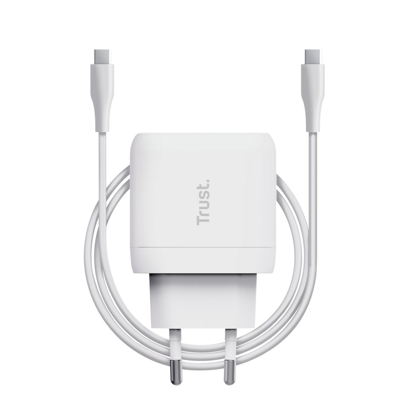Trust Maxo 65W Universal USB-C Charger,  Charging technology USB-C, USB PD 3.0 + PPS, output (5, 9, 12, 15, 20V; max 3A), with included 2m USB-C cable, White photo 6