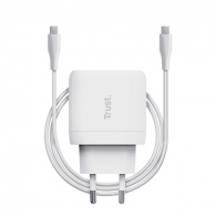 Trust Maxo 65W Universal USB-C Charger,  Charging technology USB-C, USB PD 3.0 + PPS, output (5, 9, 12, 15, 20V; max 3A), with included 2m USB-C cable, White thumbnav 6