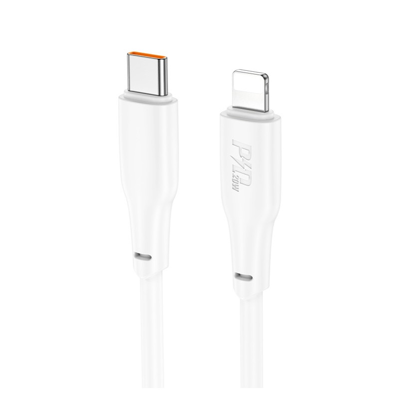 Кабель USB-C to Lightning HOCO “X93 Force” / 2m / Woven nylon / 20W / up to 3A / White photo 1