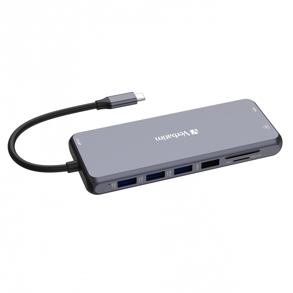Многопортовый Адаптер Verbatim CMH-14/ USB-С/ 3xUSB-A 3.2/ 2xUSB-A/ 1xUSB-C PD(100W)/ 2xHDMI/ 1xVGA/ RJ45/ SD/ microSD photo 4