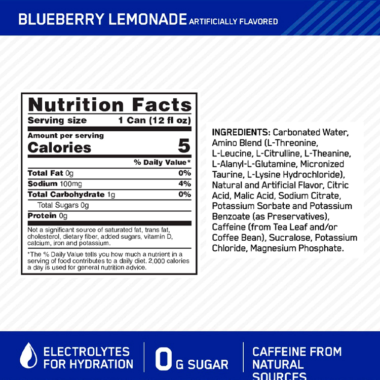 Энергетик Optimum Nutrition Amino Energy + Electrolytes, Blueberry Lemonade photo 2