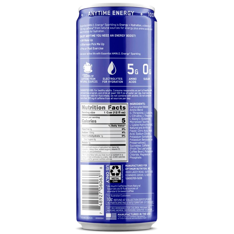 Энергетик Optimum Nutrition Amino Energy + Electrolytes, Blueberry Lemonade photo 3