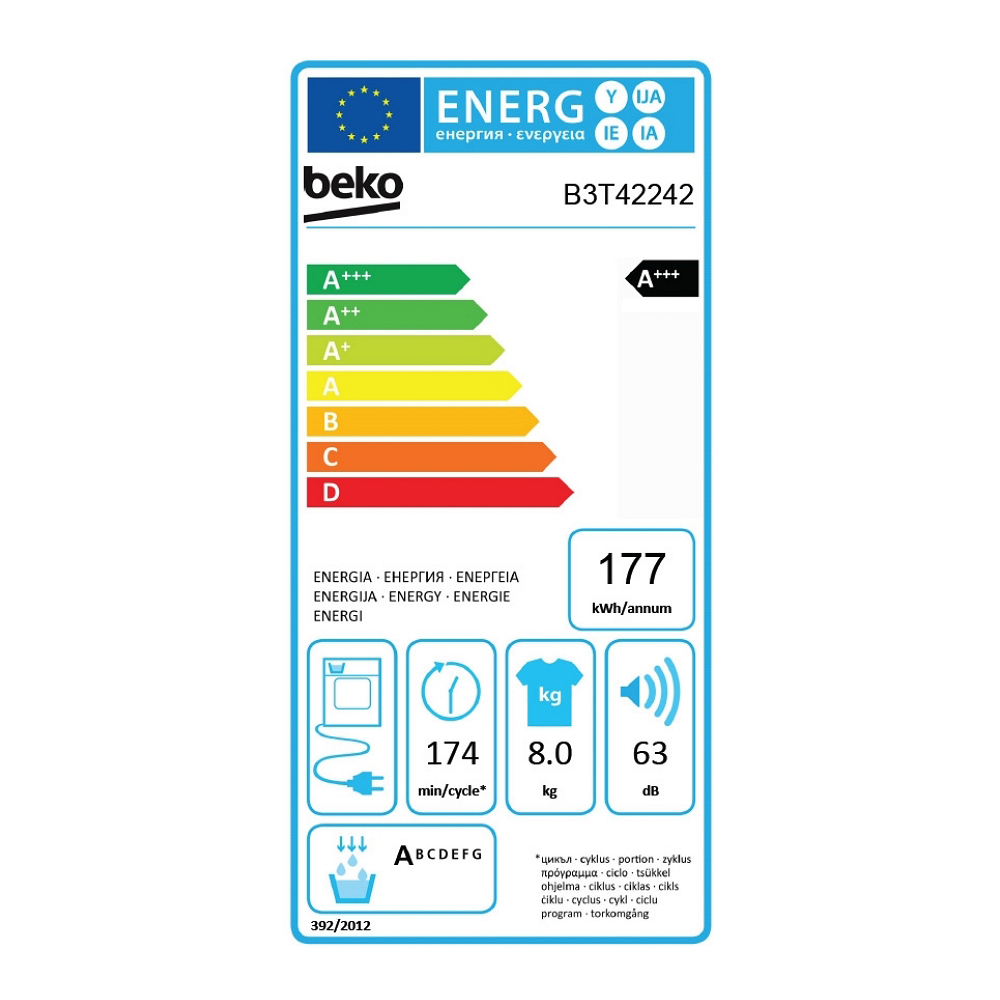 Сушильная машина Beko B3T42242 / 8 кг / A+++ / Белый photo 6