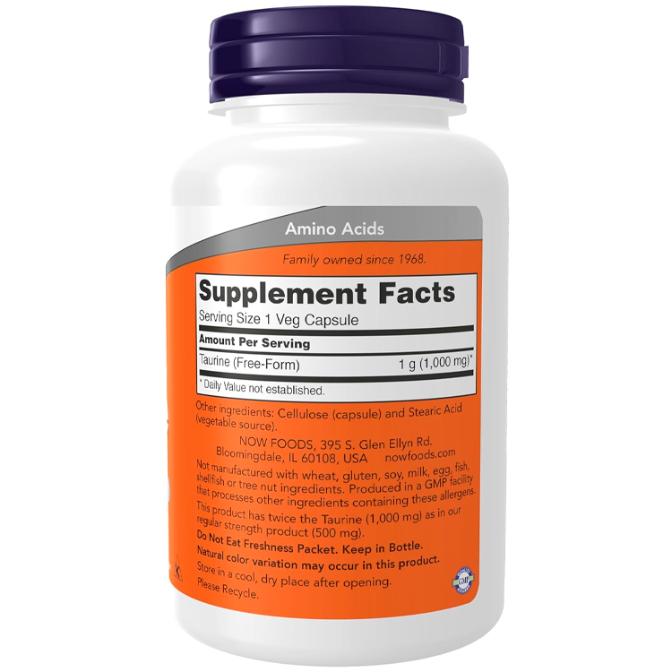 Витамины Now Foods Taurine, Double Strength, Nervous System Health photo 2