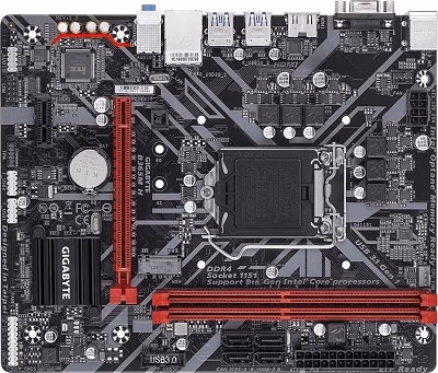 GIGABYTE B365M H, Socket 1151, Intel® B365 (9th/8th Gen CPU), Dual 2xDDR4-2666, CPU Intel graphics, VGA, HDMI, 1xPCIe X16, 4xSATA3, RAID, 1xM.2 slot, 1xPCIe X1, ALC887 HDA, GbE LAN, 6xUSB3.1, mATX 