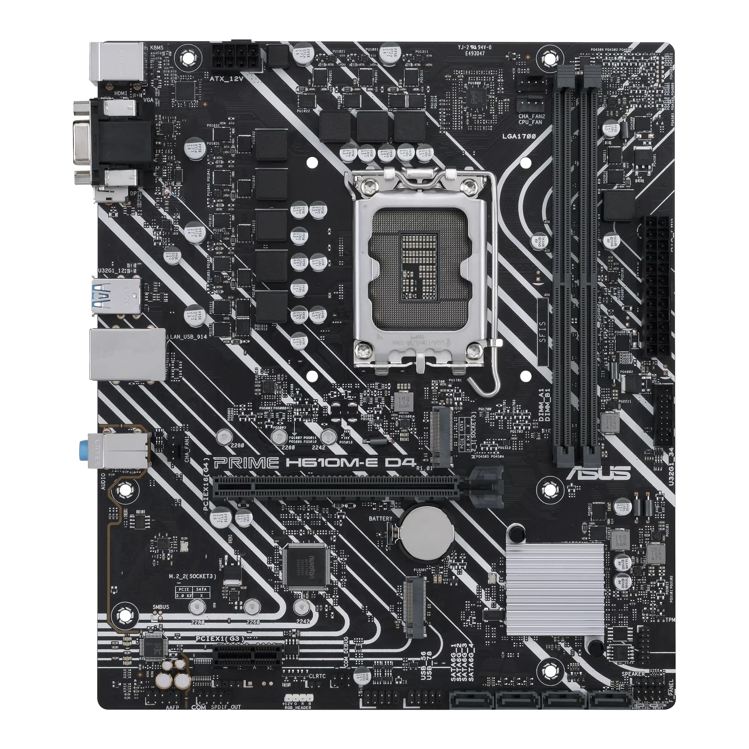 ASUS PRIME H610M-E D4, Socket 1700, Intel® H610 (13/12th Gen CPU), Dual 2xDDR4-3200, VGA, HDMI, DP,  CPU Intel graphics, 1xPCIe X16 4.0, 4xSATA3, 2xM.2, 1xPCIe X1, ALC897 7.1, 1xGbE LAN, 4xUSB3.2, 5X Pro III, RGB header, mATX photo 1