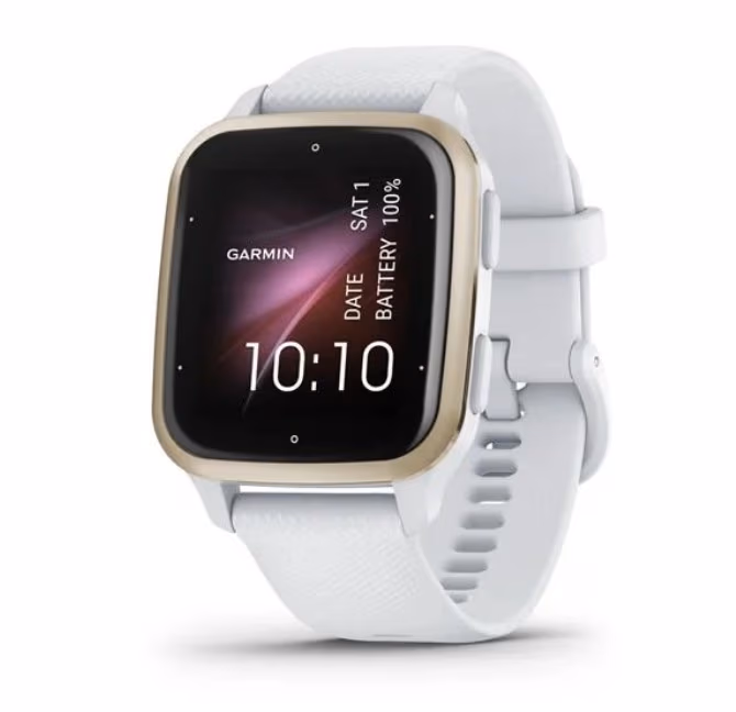Garmin Venu Sq 2, Cream Gold Bezel with White Case and Silicone Band 