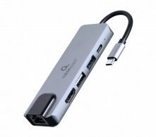 Многопортовый Адаптер Gembird  A-CM-COMBO5-04/ USB-C/ 2xUSB-A/ HDMI/ RJ45 thumbnav 1