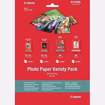 Paper Canon Variety Pack VP-101 - Photo Paper Variety Pack 10x15 (Glossy Photo paper 10x15 (10 sheets) + Semi-Gloss 10x15 (5 sheets) + Glossy Photo paper 10x15 (5 sheets))