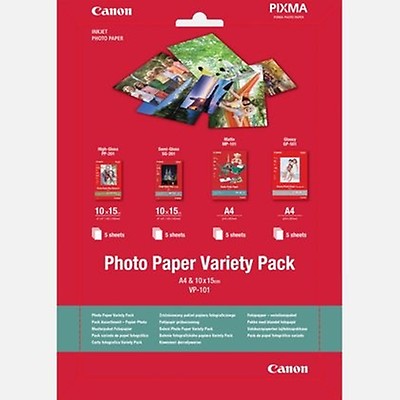 Paper Canon Variety Pack VP-101 - Photo Paper Variety Pack 10x15 (Glossy Photo paper 10x15 (10 sheets) + Semi-Gloss 10x15 (5 sheets) + Glossy Photo paper 10x15 (5 sheets)) photo 1 Paper Canon Variety Pack VP-101 - Photo Paper Variety Pack 10x15 (Glossy Photo paper 10x15 (10 sheets) + Semi-Gloss 10x15 (5 sheets) + Glossy Photo paper 10x15 (5 sheets)) photo 1