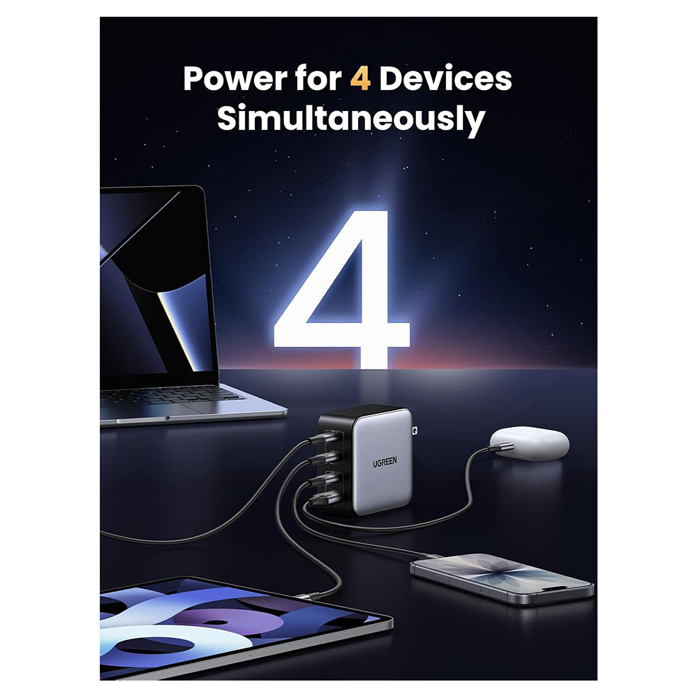Incarcator pentru telefon mobil UGREEN 3*USB-A+1*USB-C 100W X565, Black photo 4