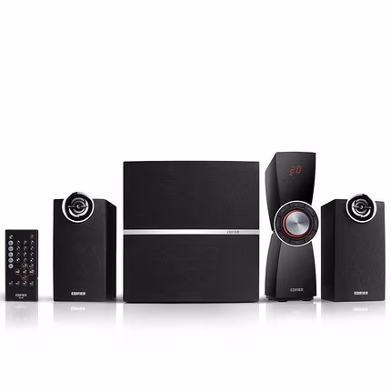 Edifier C2XB Black, 2.1/ 64W (40W+2x12W) RMS, with External Amplifier, remote control, Audio in: Bluetooth 4.0, USB, SD card, RCA, 3.5mm jack, sub. wooden, (sub.6,5