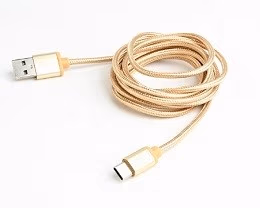 Cable microUSB2.0 Cotton braided - 1.8m - Cablexpert CCB-mUSB2B-AMBM-6-G, Gold, Professional series, USB 2.0 A-plug to Micro B-plug, blister