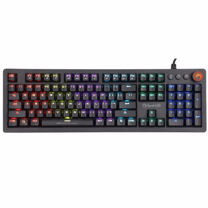 MARVO " KG917", Marvo Keyboard Mechanical KG917 Wired Gaming US, Rainbow Backlight, Multimedia Buttons and Scroll 