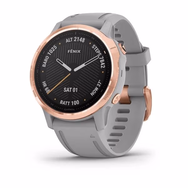 Garmin fenix 6S Sapphire, Rose gold-tone with heathered black nylon band 