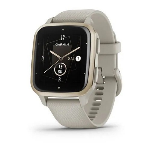 Garmin Venu Sq 2 Music Edition, Cream Gold Bezel with French Gray Case and Silicone Band photo 1