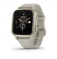Garmin Venu Sq 2 Music Edition, Cream Gold Bezel with French Gray Case and Silicone Band