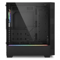 Корпус Sharkoon  RGB LIT 100 / w/oPSU / Side panel / 2x120mm A-RGB LED / ATX / Black