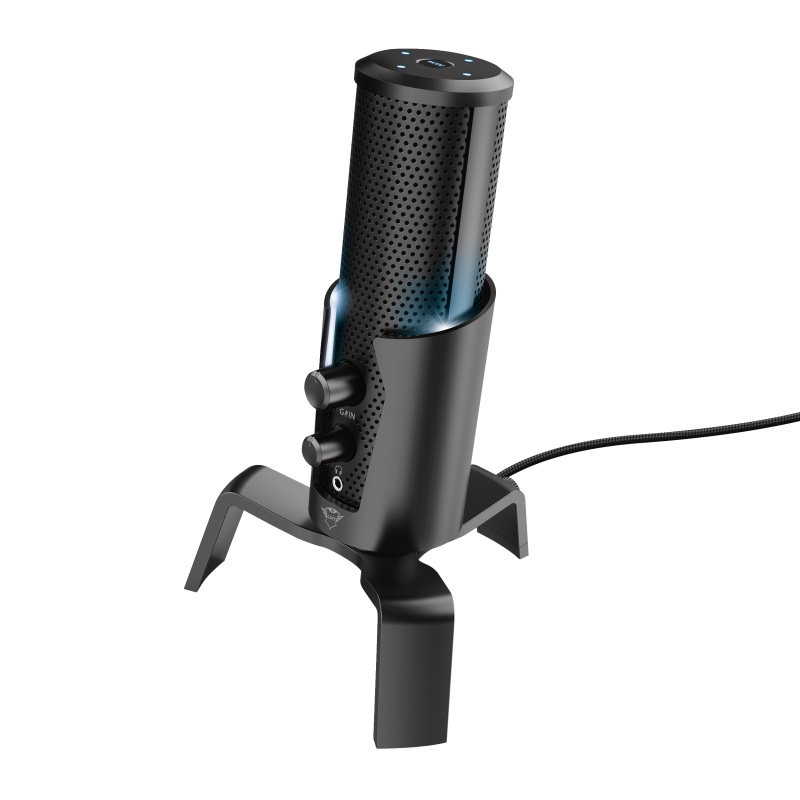 Trust Gaming GXT 258 Fyru USB 4-in-1 Streaming Microphone, Digital USB connection, 4 recording patterns: cardioid, bidirectional, stereo and omnidirectional for optimised audio recordings in any situation, Adjustable LED lighting in 5 colours, 1.8m photo 1