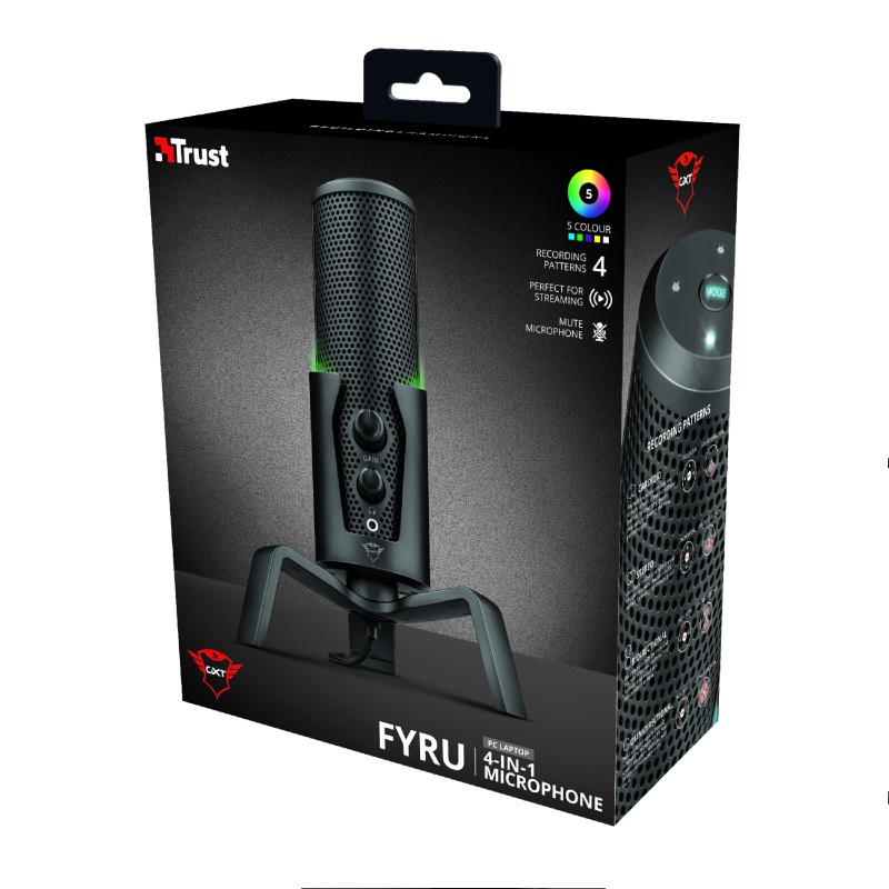 Trust Gaming GXT 258 Fyru USB 4-in-1 Streaming Microphone, Digital USB connection, 4 recording patterns: cardioid, bidirectional, stereo and omnidirectional for optimised audio recordings in any situation, Adjustable LED lighting in 5 colours, 1.8m photo 7