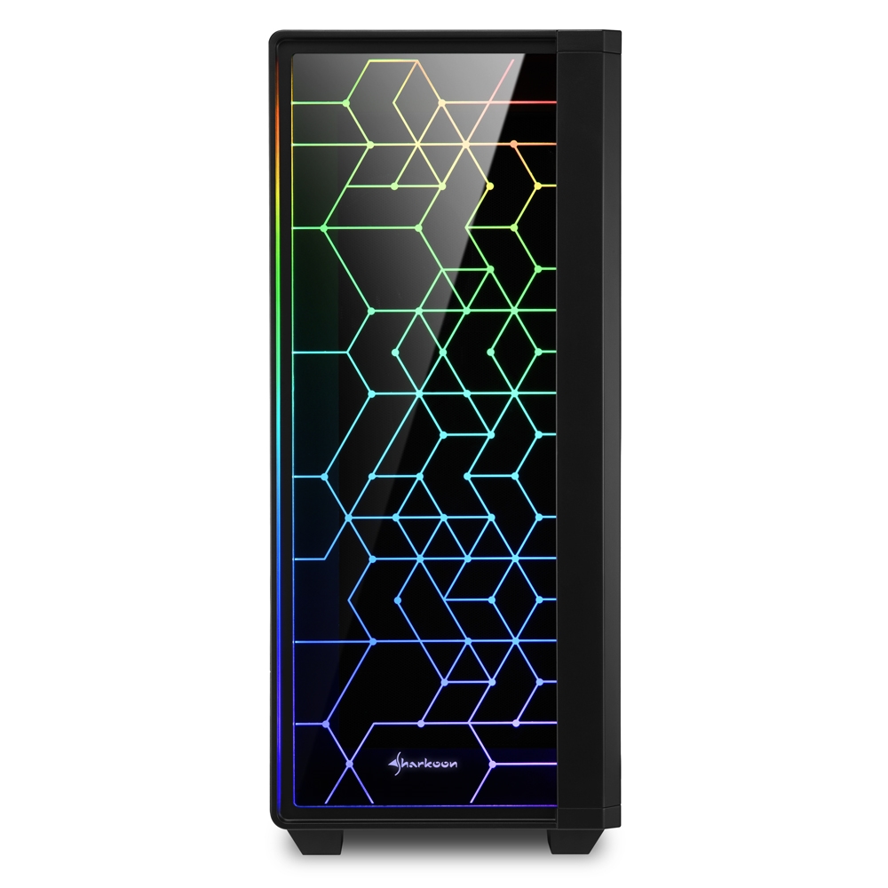 Carcasa Sharkoon  RGB LIT 100 / no PSU / Side panel / 1x120mm, Rear 1x120mm A-RGB LED, 2xARGB LED Strip / ATX / Black photo 2