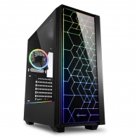 Carcasa Sharkoon  RGB LIT 100 / no PSU / Side panel / 1x120mm, Rear 1x120mm A-RGB LED, 2xARGB LED Strip / ATX / Black thumbnav 1