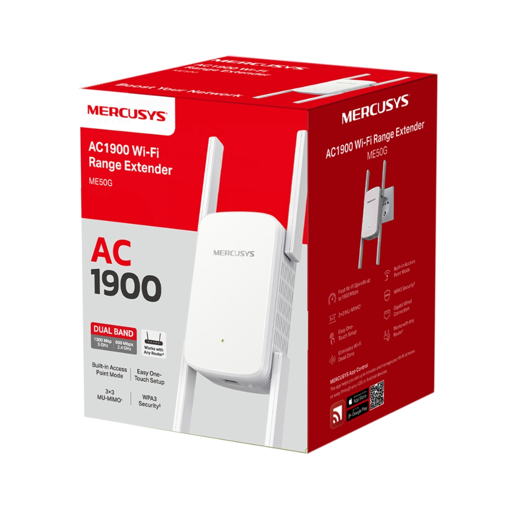 Amplificatoare de semnal MERCUSYS ME50G / AC1900 Dual Band / Wi-Fi5 / 1 Lan Port / 4 external antennas photo 3