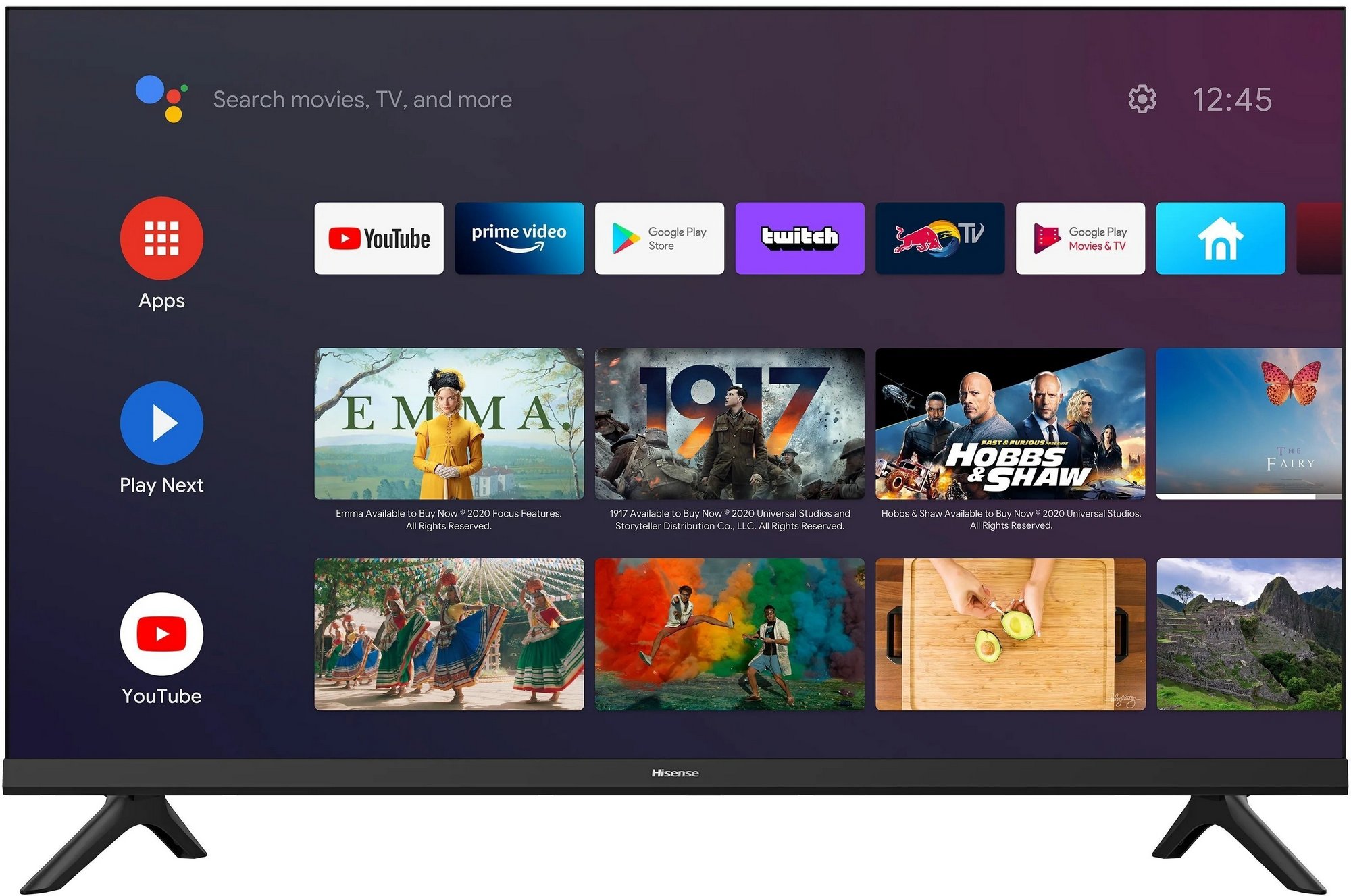 32" LED TV Hisense 32A5710FA, Black (1366x768 HD Ready, PCI 1000 Hz, SMART TV (Android TV 9.0 Pie OS), 3 x HDMI2.0, 2 x USB, DVB-T/T2/C/S2, Speakers 2 x 6W, 3.8 Kg) photo 1