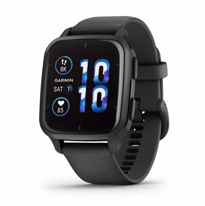 Garmin Venu Sq 2 Music Edition, Slate Bezel with Black Case and Silicone Band 