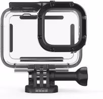 GoPro Protective Housing (HERO 9, 10, 11, 12, 13 Black) - is rugged and waterproof right out of the box, but this housing handles anything you can throw at it. It protects from dirt and flying debris, and it’s waterproof down to 60m for deep-water diving.