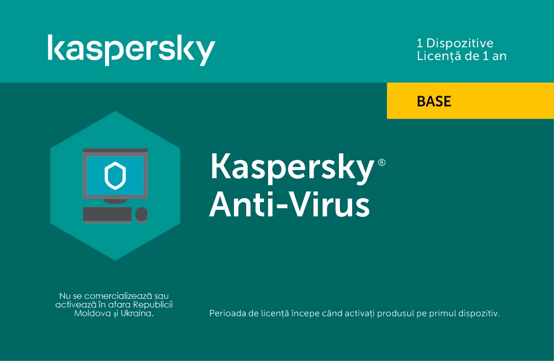 Kaspersky Anti-Virus Eastern Europe Edition.  1-Desktop  1 year  Base  License Pack, Card 