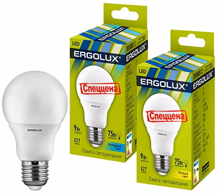 Светодиодная лампа Ergolux LED A60 9W E27 3000K