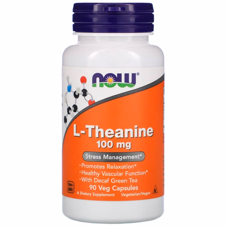 Витамины Now Foods L-Theanine with Decaf Green Tea, Stress Management 