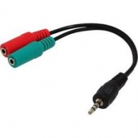 Audio cable 3.5mm - 0.2 m - Cablexpert CCA-417, 3.5mm 4-pin plug to 3.5mm stereo + microphone sockets adapter cable, allows connecting standard headsets and microphones to tablets, netbooks, ultrabooks etc., Black thumbnav 1
